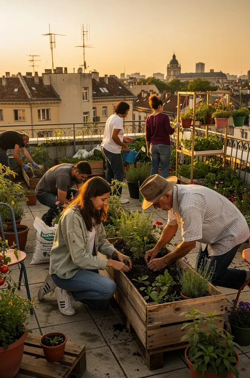 Oameni din comunitate discutând idei într-un cadru informal pentru schimb de cunoștințe locale
